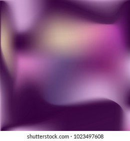 Creative foil hologram background. Violet vibrant cosmic vector. Abstract iridescent fluid  motion texture.  Holographic foil backdrop. Vector design template