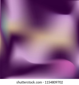 Creative foil hologram background. Violet vibrant cosmic vector. Abstract iridescent fluid  motion texture.  Holographic foil backdrop. Vector design template