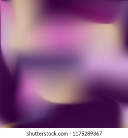 Creative foil hologram background. Violet vibrant cosmic vector. Abstract iridescent fluid  motion texture.  Holographic foil backdrop. Vector design template