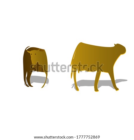 creative folded cow paper template vector,for adha mubbarak