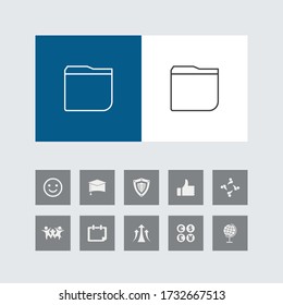 Icono de línea de carpeta creativa con iconos de bonificación. 