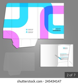 Creative folder template design for corporate identity with color art elements. Stationery set