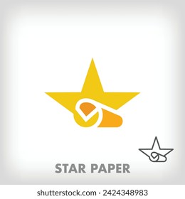 Logo de la estrella de papel plegable creativo. Colores creativos únicos. Arte en papel y plantilla de logotipo de estudiante. vector.