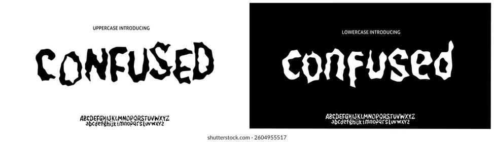Creative font, confused, Uppercase and Lowercase, typography modern, grunge, lettering, logo, logotype, simple design, vector illustration, puzzel, puzziling