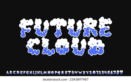 creative font design, alphabet ,number and cloud elements