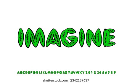creative font design ,alphabet,number, and leaf elements