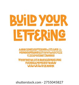 Creative Font with Ligatures. Funny Modern Alphabet. Quirky Typographic Design. Decorative Custom Letters Typo. 
