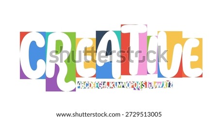 Creative Font Logo Alphabet Blocks Letter Set Modern Typography, Fun Art Creativity Typographic Design for Bright Summer Poster Headline, Color Type Symbol Logotype, Colorful Fonts. Vector Typeface
