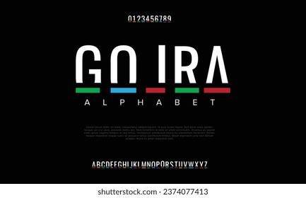 Fuente creativa. Fuente moderna y abstracta de tecnología digital. Tipo de letra creativa del logotipo, tecnología, película, digital, música, película. Fuentes e ilustración en formato vectorial.