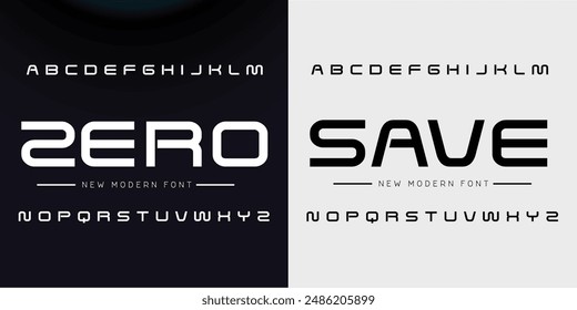 Creative font. Modern abstract digital tech font. Logo creative font, type, technology, movie, digital, music, movie. Fonts and illustration in vector format.