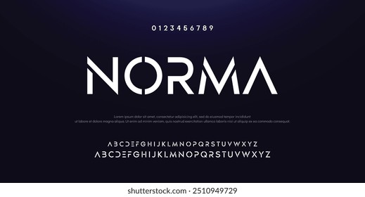 Fuente creativa. Fuente de tecnología digital abstracta moderna. Logo fuente creativa, tipo, tecnología, película, digital, música, película. Fuentes e ilustración en formato Vector.