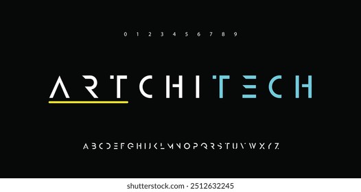 Creative font. Modern abstract digital tech font. Logo creative font, type, technology, movie, digital, music, movie. Fonts and illustration in vector format.