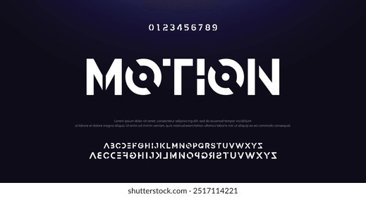 Creative font. Modern abstract digital tech font. Logo creative font, type, technology, movie, digital, music, movie. Fonts and illustration in vector format.