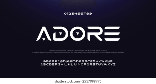 Creative font. Modern abstract digital tech font. Logo creative font, type, technology, movie, digital, music, movie. Fonts and illustration in vector format.