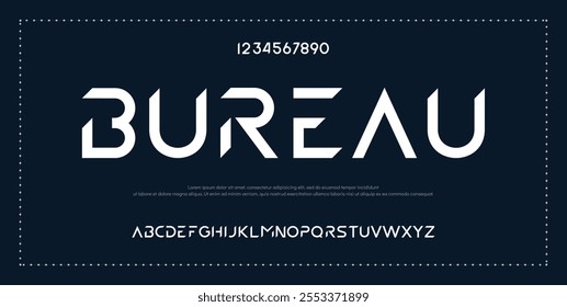 Creative font. Modern abstract digital tech font. Logo creative font, type, technology, movie, digital, music, movie. Fonts and illustration in vector format.