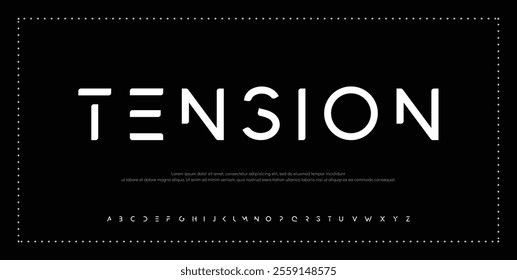 Creative font. Modern abstract digital tech font. Logo creative font, type, technology, movie, digital, music, movie. Fonts and illustration in vector format.