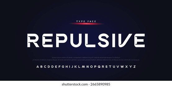 Fuente creativa. Fuente de tecnología digital abstracta moderna. Logo fuente creativa, tipo, tecnología, película, digital, música, película. Fuentes e ilustración en formato Vector.