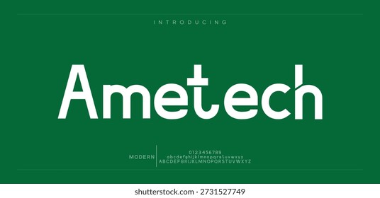Fonte criativa. Fonte abstrata moderna da tecnologia digital. Tipo de letra criativo do logotipo, tipo, tecnologia, filme, digital, música, filme. Fontes e ilustração em formato vetorial.