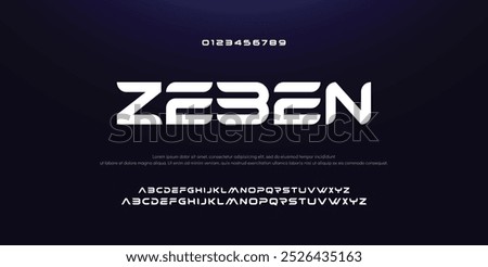 Creative font. Modern abstract digital tech font. Logo creative font, type, technology, movie, digital, music, movie. Fonts and illustration in vector format.