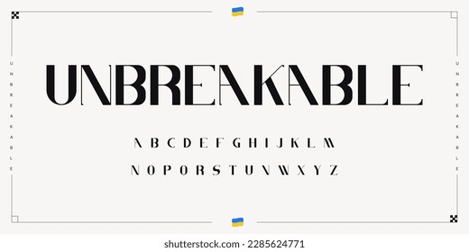 Creative font. Modern typography alphabet uppercase letters for brand, decorative stylized typeface. Vector illustration