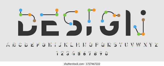  Creative font and numbers design.Vector illustration.