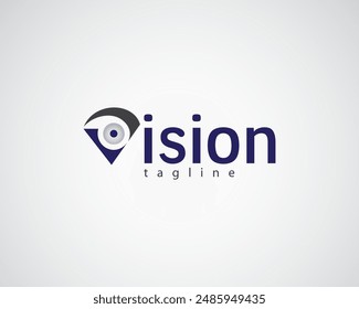 creative font v with eyes and eyebrows above logo design