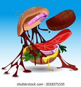 Creative food Burger hungry Vector illustration