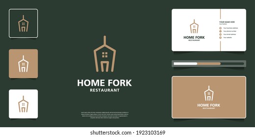 Creative food logo design with house and fork combination, symbol ideas for restaurant logo and business card