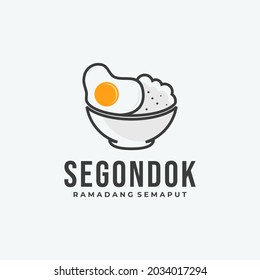 creative food logo, rice and eggs in bowl