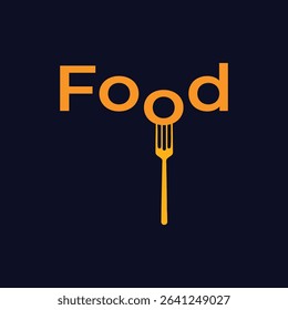 Creative Food Logo Set – Spoon with Egg and Fork Typography Vector