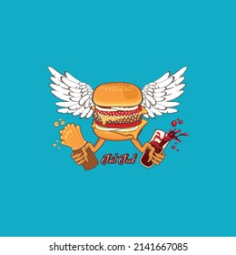 Creative food logo vector design isolated on background. fast food hamburger dinner and restaurant