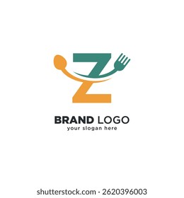 Creative Food Logo with Z Letter and Spoon Design.