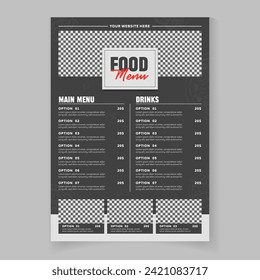 Creative Food Menu Design Template for Restaurant and cafe single page