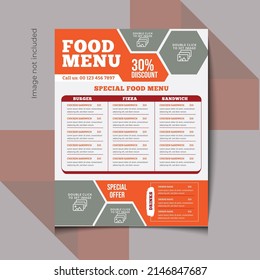 Creative Food menu flyer for restaurant to manage restaurant customer