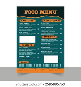 Creative Food Menu and Poster Design Template for Restaurants and Cafes Restaurant Menu Flyer