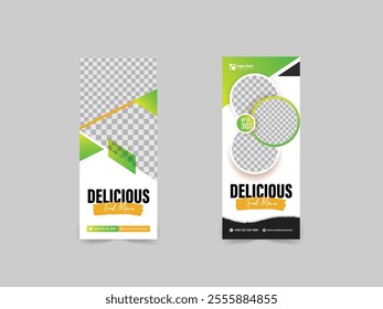 Creative food menu roll up banner design template
