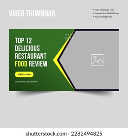 Creative food review video thumbnail banner template design, vector eps 10 illustration file format