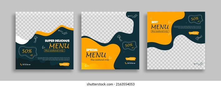 Creative food sosial media post template vector	