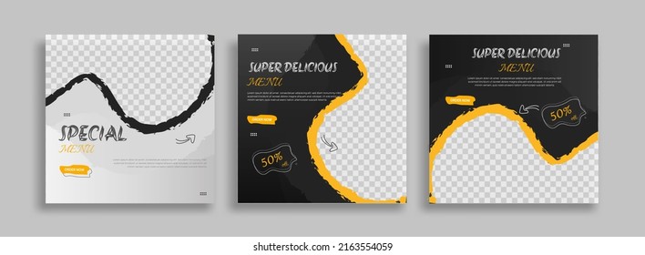 Creative food sosial media post template vector	