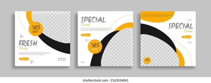 Creative food sosial media post template vector	
