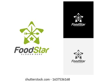 Creative Food star logo design vector. Restaurant, food court, cafe logo template. Icon symbol. Illustration
