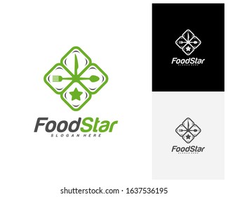 Creative Food star logo design vector. Restaurant, food court, cafe logo template. Icon symbol. Illustration