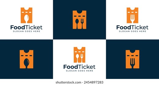 Creative Food-Ticket-Logo. Logo-Symbol-Symbol-Vektorgrafik-Design geeignet für Lebensmittelgeschäft.