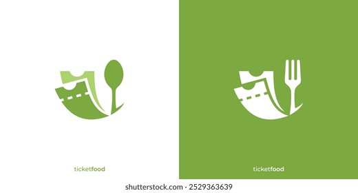 Creative Food ticket Logo. Logo Icon Symbol Vector Design Suitable For Food Business.