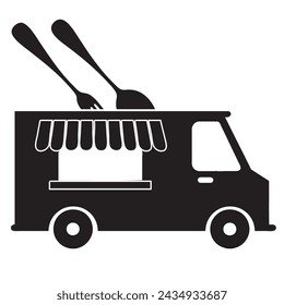 Creative food truck with spoon and fork as car decoration