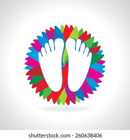 creative foot with care concept colorful background 