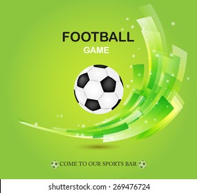 Creative football vector design on green background. Soccer ball with design element.