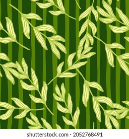 Creative forest branch with leaves seamless pattern. Foliage backdrop. Nature wallpaper. For fabric design, textile print, wrapping, cover. Vector illustration.
