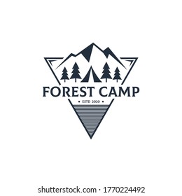 Creative Forest Camp Outdoor Logo Design Vector , Best For Sport Or Recreation Logo Etc