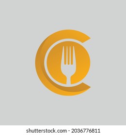 Creative fork with letter C logo Design for restaurant company